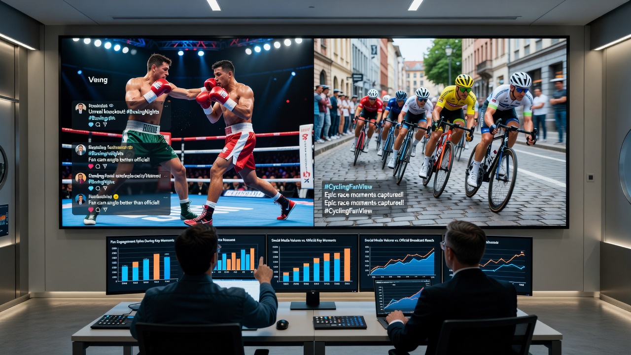 Spectators filming a cycling race stage with mobile devices along the route